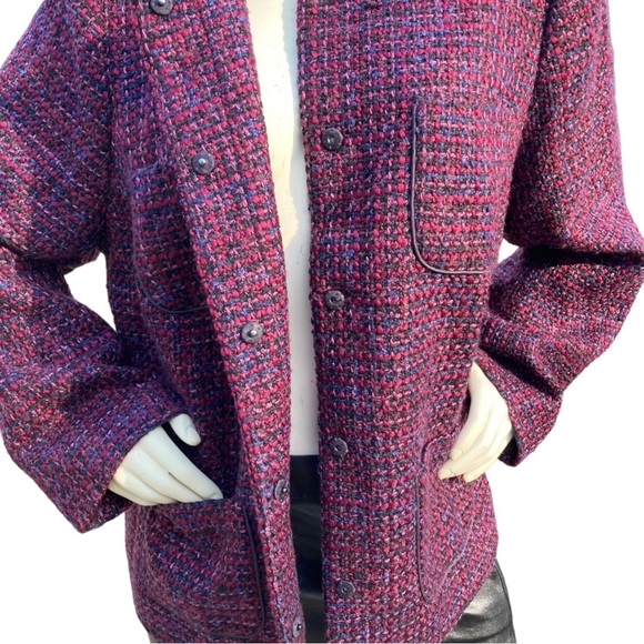 TALBOTS Muticolor Magenta, Burgundy, Purple, Wool Blend Tweed Plus Blazer, 20W - Picture 6 of 16